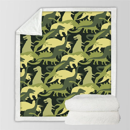 Fluffy Dinosaur Blanket – Cartoon Throw for Kids’ Beds