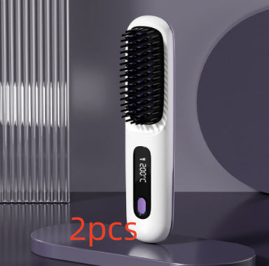 Portable Hair Straightener Brush – Fast Heating & USB Charging