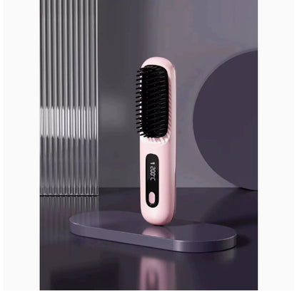Portable Hair Straightener Brush – Fast Heating & USB Charging