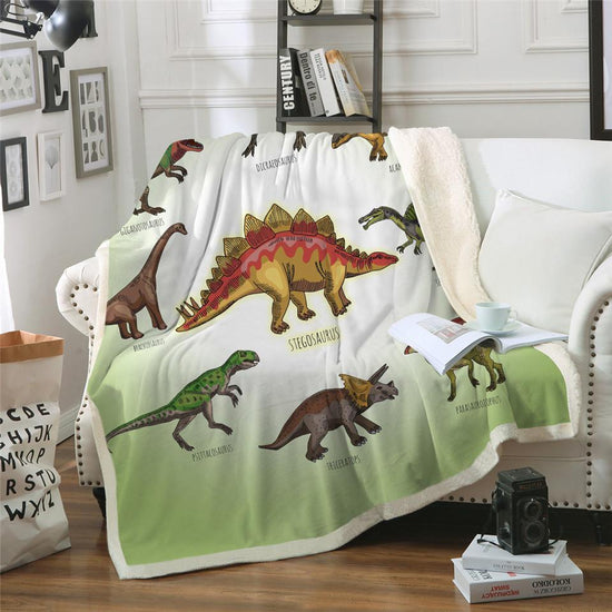 Fluffy Dinosaur Blanket – Cartoon Throw for Kids’ Beds