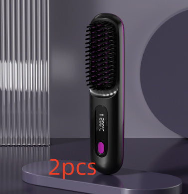 Portable Hair Straightener Brush – Fast Heating & USB Charging