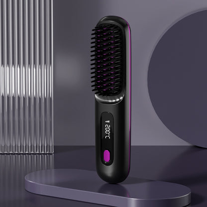 Portable Hair Straightener Brush – Fast Heating & USB Charging