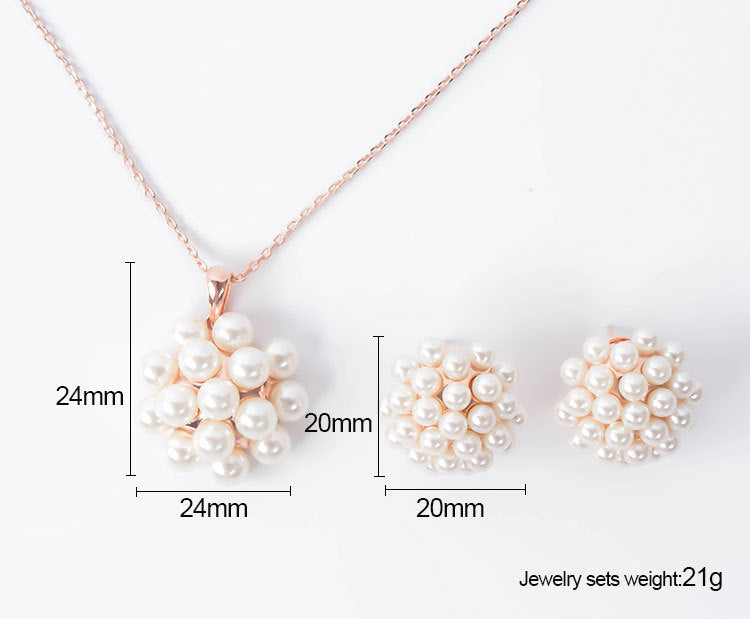 Fashion Jewelry Inlaid Pearl Necklace Earrings