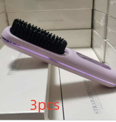 Portable Hair Straightener Brush – Fast Heating & USB Charging