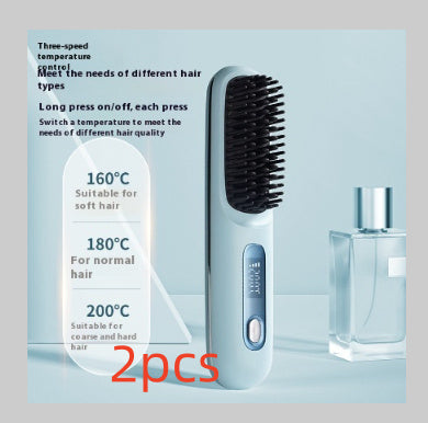 Portable Hair Straightener Brush – Fast Heating & USB Charging