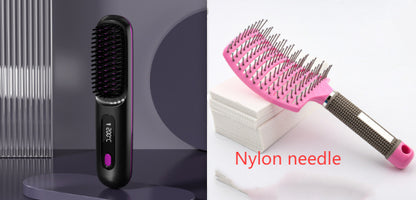 Portable Hair Straightener Brush – Fast Heating & USB Charging