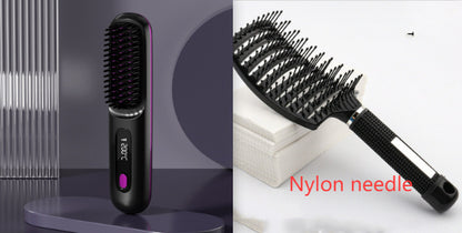 Portable Hair Straightener Brush – Fast Heating & USB Charging