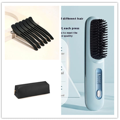 Portable Hair Straightener Brush – Fast Heating & USB Charging